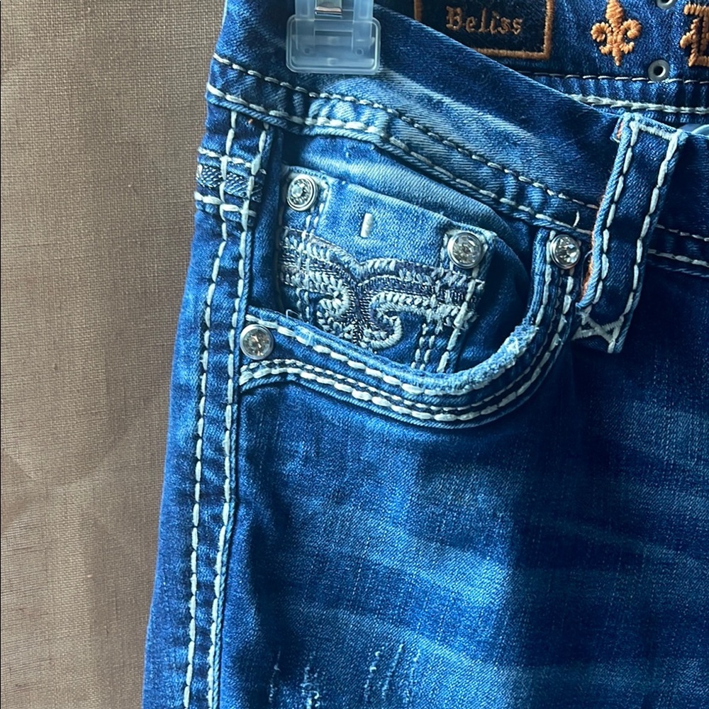 Rock Revival Dark Blue Denim with White Stitching - Picture 2 of 16